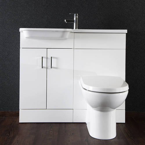 Example image of Italia Furniture Ria Combi Pack With Vanity, BTW Unit & Basin (LH, Gloss White).