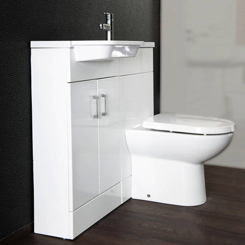 Example image of Italia Furniture Ria Combi Pack With Vanity, BTW Unit & Basin (LH, Gloss White).