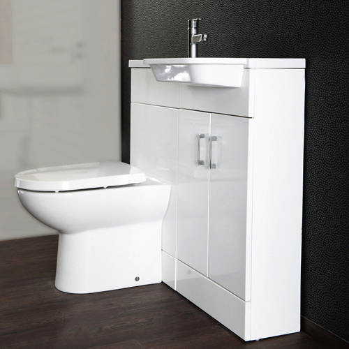 Example image of Italia Furniture Ria Combi Pack With Vanity, BTW Unit & Basin (RH, Gloss White).