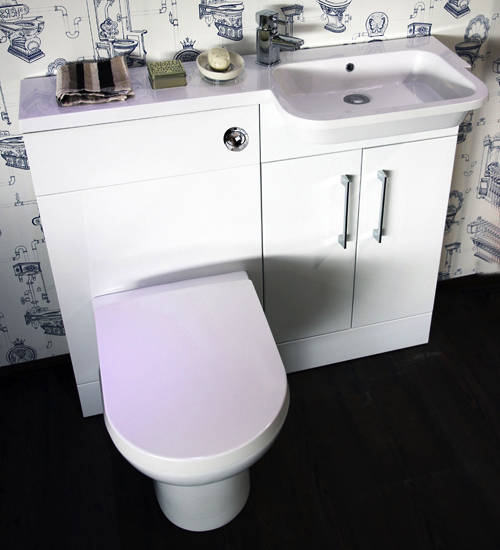 Example image of Italia Furniture Ria Combi Pack With Vanity, BTW Unit & Basin (RH, Gloss White).