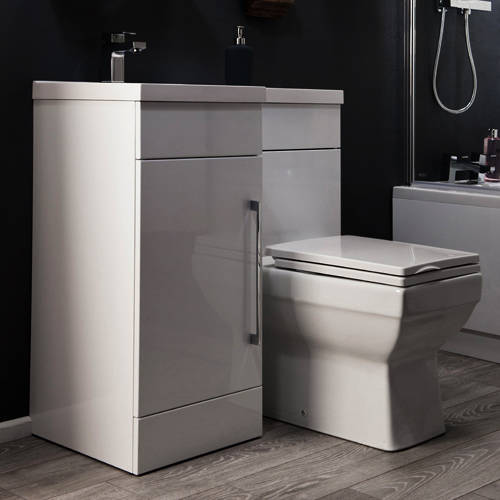 Example image of Italia Furniture Compact Vanity Pack With BTW Unit & Basin (LH, Gloss White).