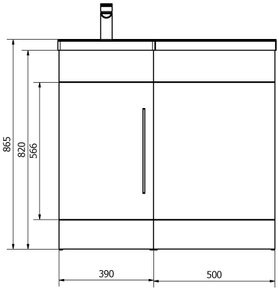 Technical image of Italia Furniture Compact Vanity Pack With BTW Unit & Basin (LH, Gloss White).