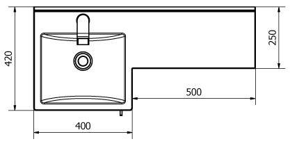 Technical image of Italia Furniture Compact Vanity Pack With BTW Unit & Basin (LH, Gloss White).