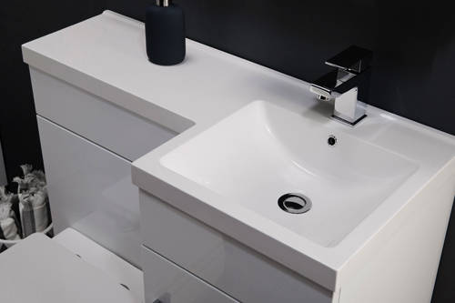 Example image of Italia Furniture Compact Vanity Pack With BTW Unit & Basin (RH, Gloss White).