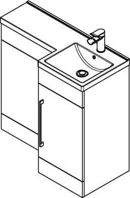 Technical image of Italia Furniture Compact Vanity Pack With BTW Unit & Basin (RH, Gloss White).