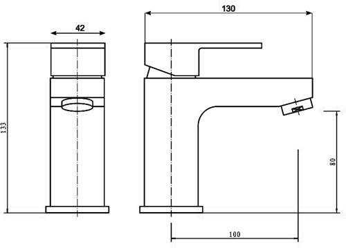 Technical image of Hydra Lucca Basin & Bath Shower Mixer Tap Set (Chrome).