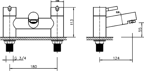 Technical image of Hydra Malton Basin Mixer & Bath Filler Tap Set (Chrome).