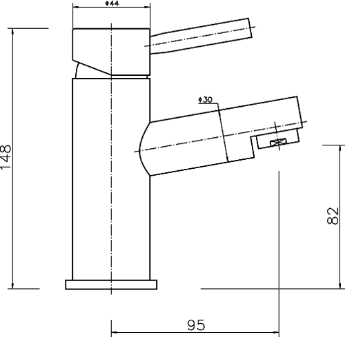 Technical image of Hydra Malton Basin Tap & Waste (Chrome).