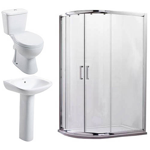 Larger image of Oxford En Suite Bathroom Pack With Offset Enclosure 1200x800mm (LH, 6mm).