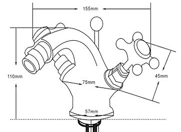 Technical image of Hydra Oxford Mono Bidet Mixer Tap (Chrome).