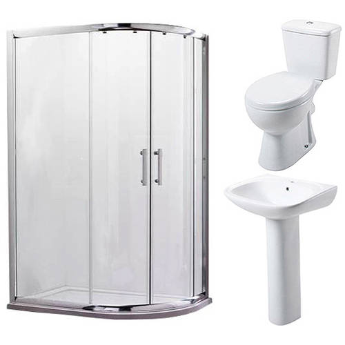 Larger image of Oxford En Suite Bathroom Pack With 1000x800mm Offset Enclosure (RH, 6mm).