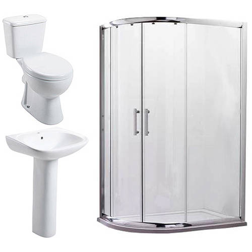 Larger image of Oxford En Suite Bathroom Pack With 1200x800mm Offset Enclosure (LH, 6mm).