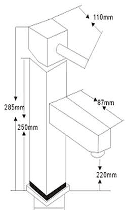 Technical image of Hydra Shaw High Rise Basin Mixer Tap (Chrome).