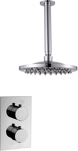 Larger image of Hydra Showers Twin Thermostatic Shower Valve, Ceiling Arm & Round Head.