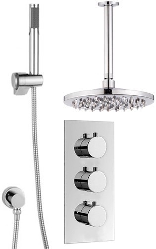 Larger image of Hydra Showers Triple Thermostatic Shower Set, Handset & Round Head.