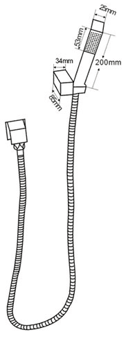 Technical image of Hydra Showers Shower Kit With Handset, Bracket, Hose & Wall Outlet (Square).