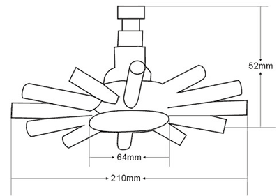 Technical image of Hydra Showers Star Shower Head With Swivel Knuckle (210mm, Chrome).