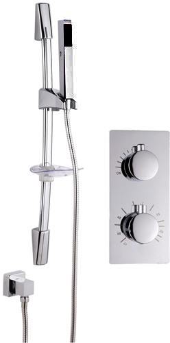 Larger image of Hydra Showers Twin Thermostatic Shower Valve, Slide Rail & Square Handset.
