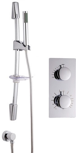 Larger image of Hydra Showers Twin Thermostatic Shower Valve, Slide Rail & Round Handset.
