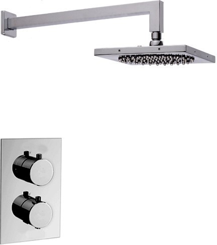 Larger image of Hydra Showers Twin Thermostatic Shower Valve & 8in Square Shower Head.