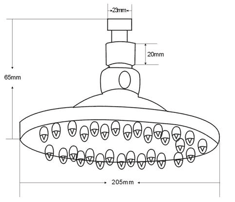 Technical image of Hydra Showers Twin Thermostatic Shower Valve & 8in Head (Brushed Steel).