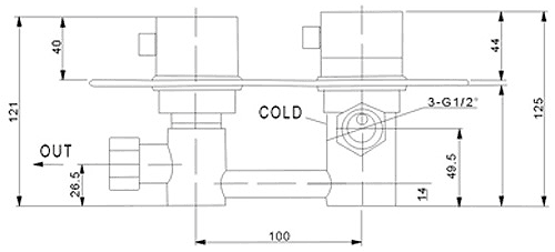 Technical image of Hydra Showers Twin Thermostatic Shower Valve & 8in Head (Brushed Steel).