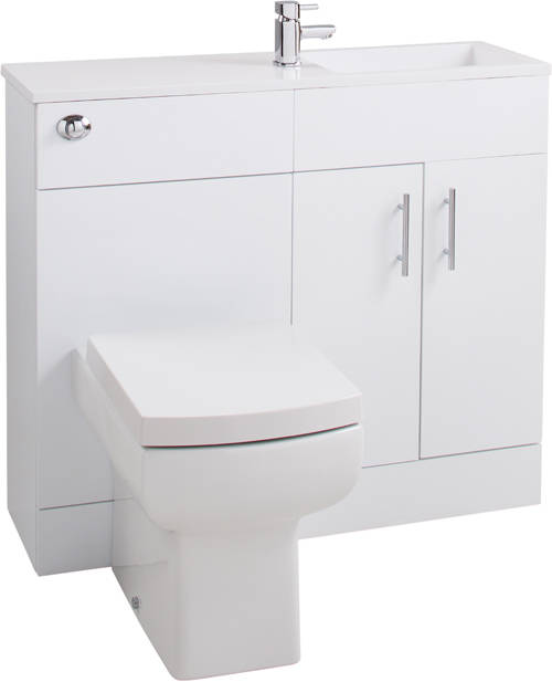 Example image of Italia Furniture Slimline Pack With White Vanity, BTW Unit & Basin (RH).