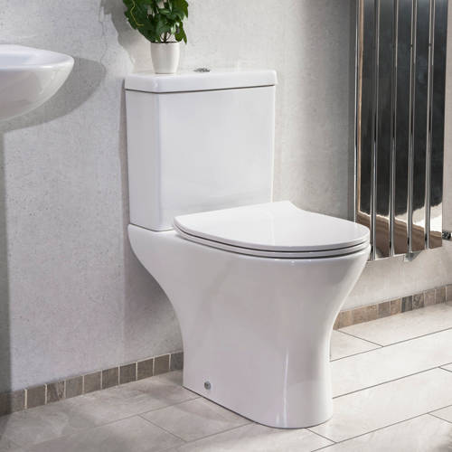 Example image of Oxford Spek Bathroom Suite, Toilet, Slimline Seat, Corner Basin & Pedestal.