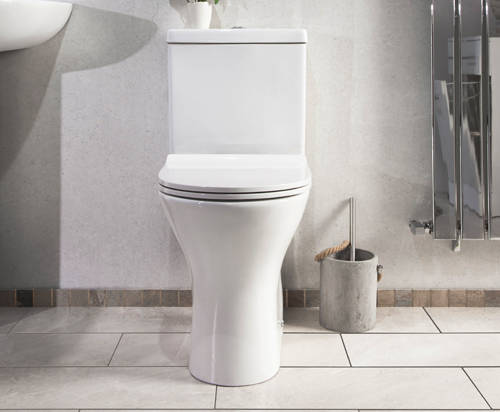 Example image of Oxford Spek Bathroom Suite, Toilet, Slimline Seat, Corner Basin & Pedestal.