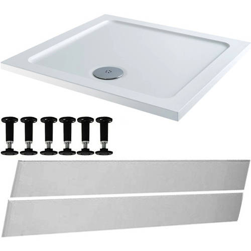 Larger image of Tuff Trays Square Easy Plumb Stone Resin Shower Tray 800x800mm (LP).