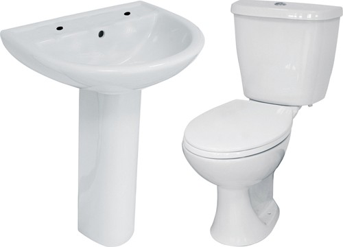 Larger image of Hydra 4 Piece Bathroom Suite With Toilet & Basin (2 Tap Hole).