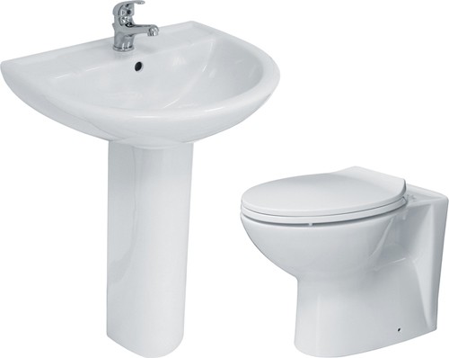 Larger image of Hydra 3 Piece Bathroom Suite With Back To Wall Toilet, Basin & Pedestal.