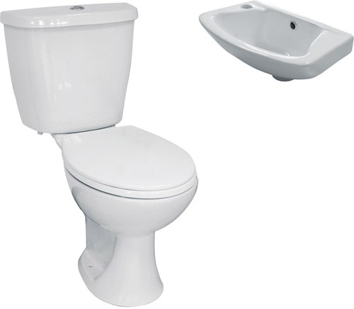 Larger image of Hydra 3 Piece Bathroom Suite With Toilet & Small Basin.