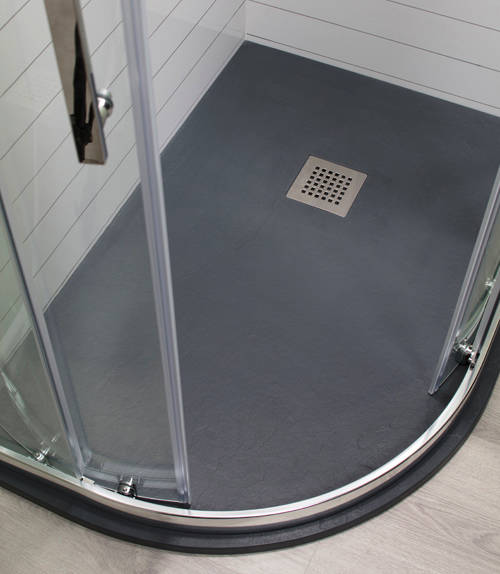 Example image of Slate Trays Offset Quad Shower Tray With Waste 1200x800 (Anthracite, LH).