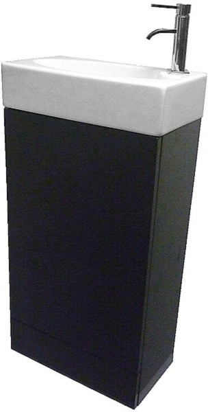Example image of Hydra Cloakroom Vanity Unit With Basin (Black), Size 450x860mm.
