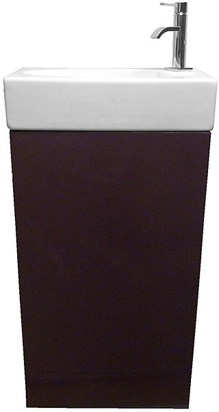 Larger image of Hydra Cloakroom Vanity Unit With Basin (Burgundy), Size 450x860mm.