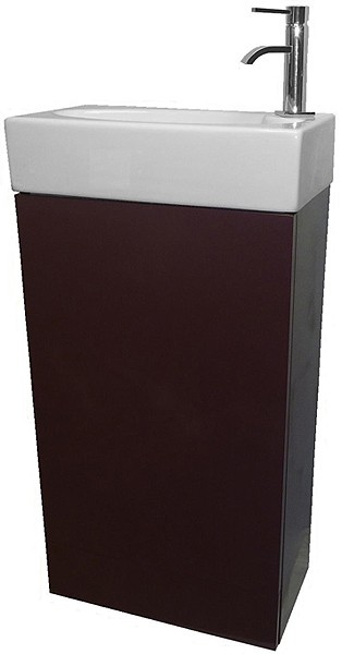 Example image of Hydra Cloakroom Vanity Unit With Basin (Burgundy), Size 450x860mm.