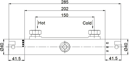 Technical image of Hydra Thermostatic Shower Set With Valve, Riser And Round Head.