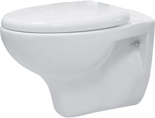 Larger image of Hydra Wall Hung Toilet Pan With Seat. Horizontal Outlet. Size 374x544mm.