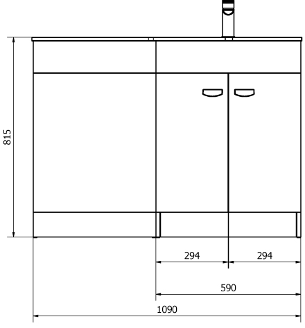 Technical image of Italia Furniture Vanity Unit Pack With BTW Unit & White Glass Basin (LH, White).