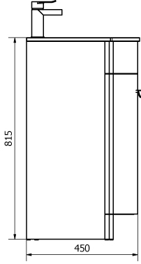 Technical image of Italia Furniture Vanity Unit Pack With BTW Unit & White Glass Basin (RH, White).