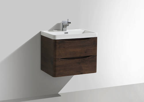 Example image of Italia Furniture 600mm Wall Mounted Vanity Unit With Basin (Chestnut).