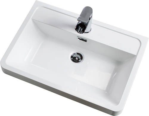 Example image of Italia Furniture 600mm Wall Mounted Vanity Unit With Basin (Chestnut).