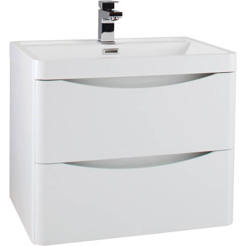 Larger image of Italia Furniture 600mm Wall Mounted Vanity Unit With Basin (White Ash).