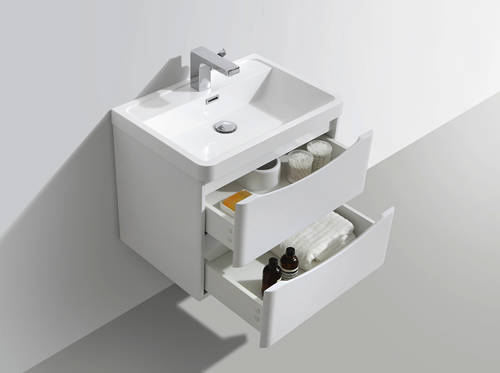 Example image of Italia Furniture 600mm Wall Mounted Vanity Unit With Basin (White Ash).
