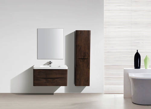 Example image of Italia Furniture Wall Mounted Bathroom Storage Unit (Chestnut).