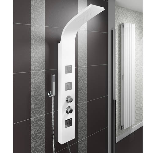 Larger image of Hydra Showers Thermostatic Shower Panel With Jets (White).