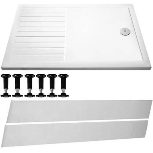 Larger image of Tuff Trays Walk In Shower Tray With Easy Plumb Kit  1600x800mm (LP).