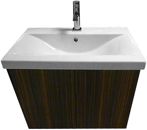 Larger image of Hydra Wall Hung Vanity Unit With Drawer & Basin (Macasser), 600x390mm.