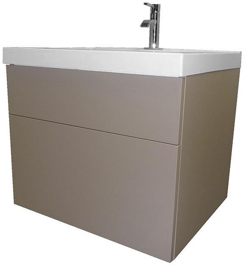 Larger image of Hydra Wall Hung Vanity Unit With Drawer & Basin (Cappuccino), 600x500mm.